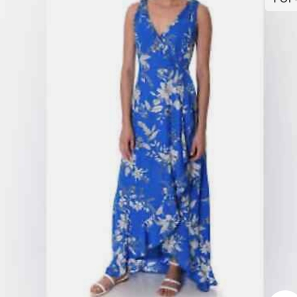 If by Sea blue ruffle asymmetrical wrap dress - Picture 1 of 8